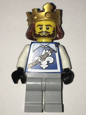 Warrior - King with Fleur de Lis Vest, Crown, Dark Brown Beard